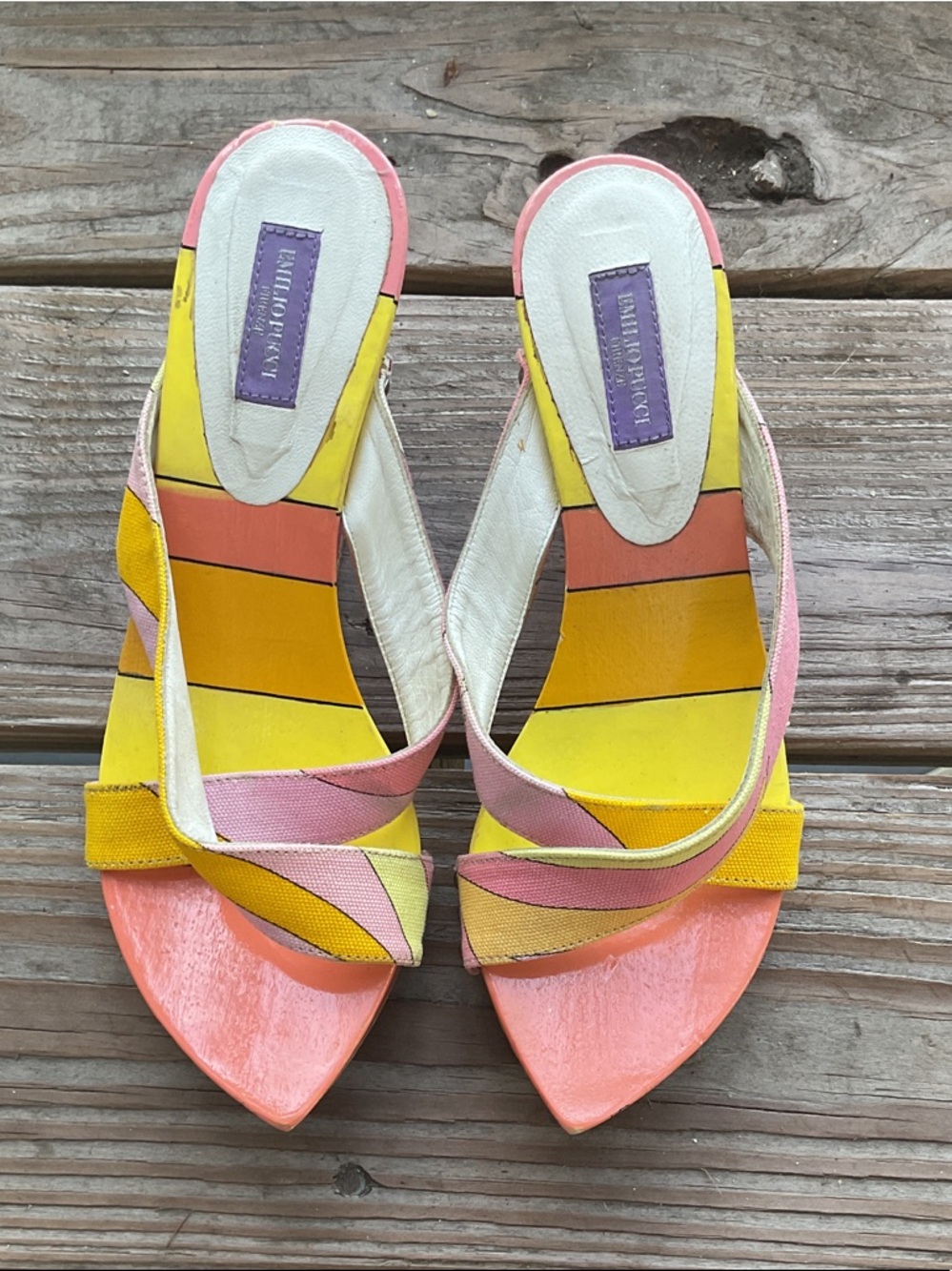 Emilio Pucci Avant Garde Vintage Wedge Sandals, 6.5